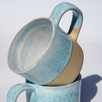 Handmade Large Ceramic Oasis Double Glazed Blue Mug, 3 of 10