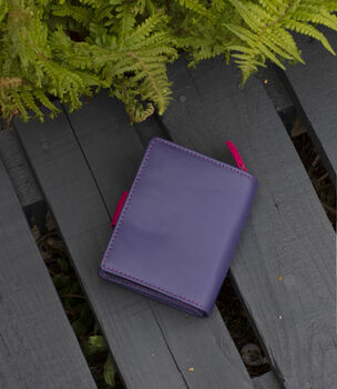 Personalised Purple Small Leather Purse Wallet Rfid Protected, 4 of 9