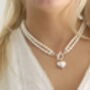 Double Strand Pearl And Silver Heart Necklace, thumbnail 1 of 11