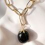 Maria Gold Plated Open Chain Onyx Stone Necklace, thumbnail 2 of 3