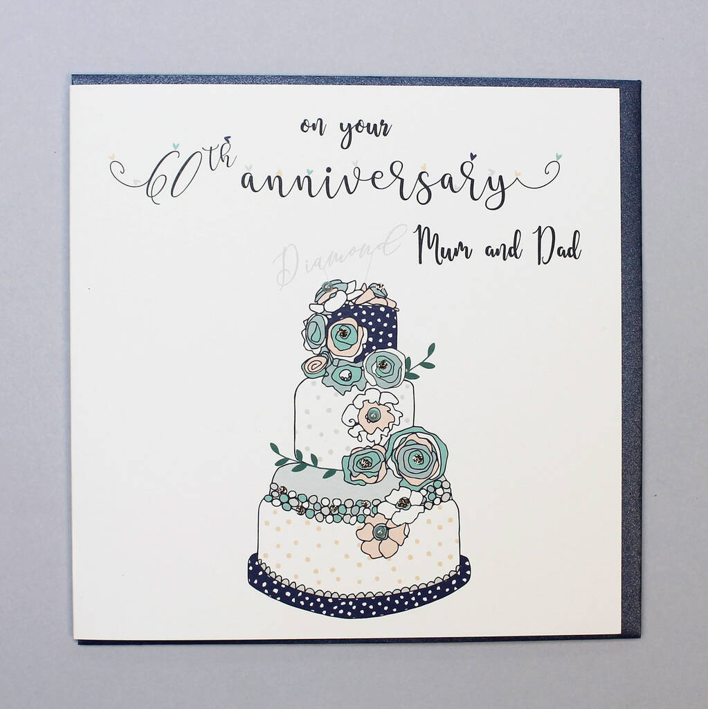 Mum And Dad Diamond Wedding Anniversary Card By Molly Mae 