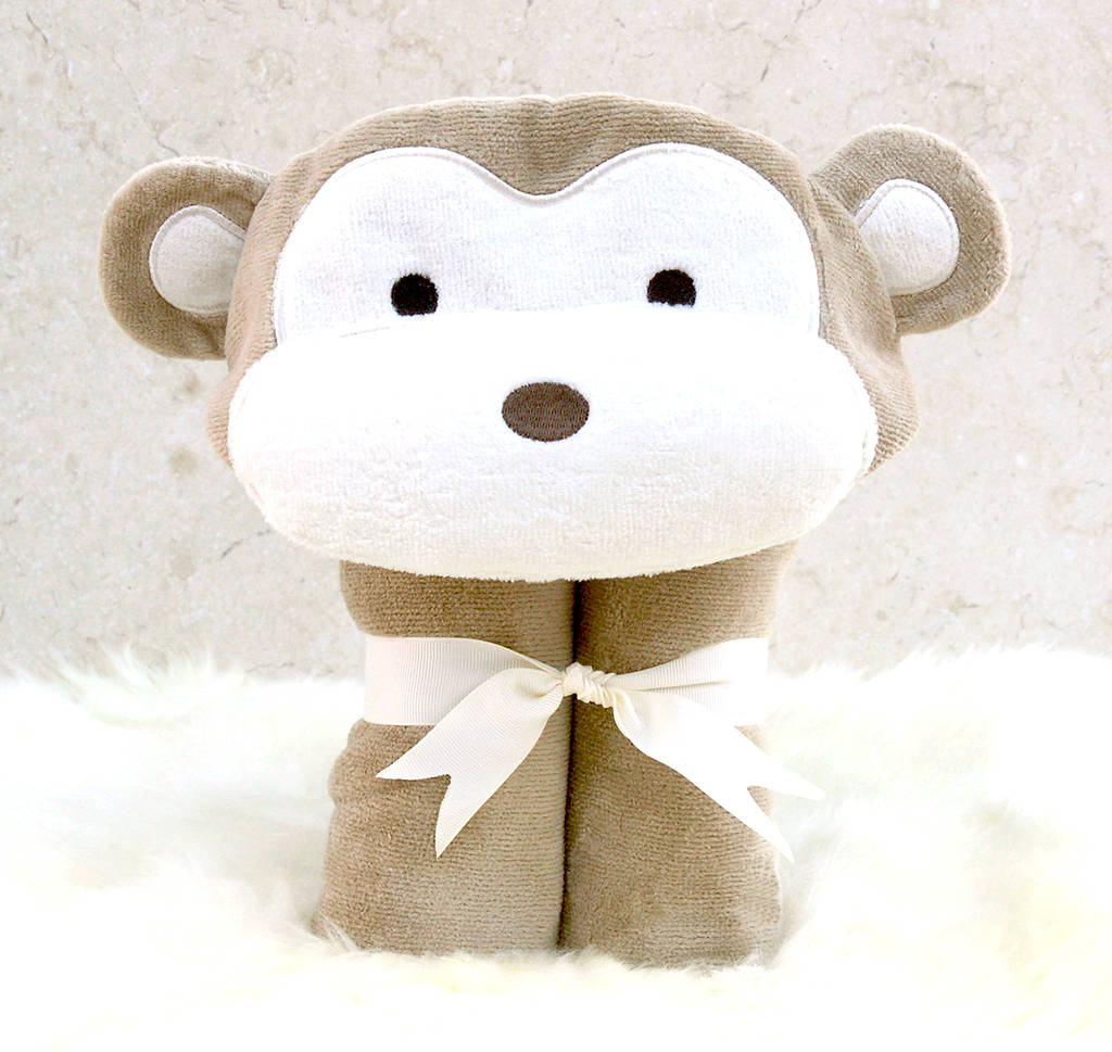 personalised cheeky monkey baby towel by bathing bunnies
