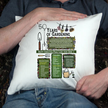 50 Years Of Gardening 50th Birthday Gift Cushion, 3 of 7