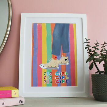 'Yes Girl' Rainbow Affirmation Illustrated Print, 2 of 3