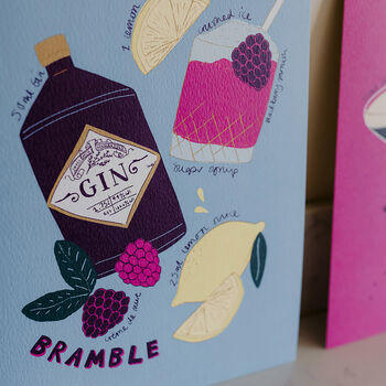 Gin Bramble Cocktail Art Print, 3 of 4