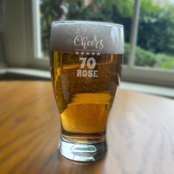 Personalised 70th Birthday Gift Pint Glass, 2 of 12