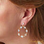 White Rainbow Moonstone Oval Gold Silver Stud Drop Earrings, thumbnail 2 of 9