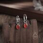 Genuine Red Carnelian Droplet Hoop Earrings, thumbnail 4 of 9