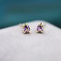 Extra Tiny Amethyst Purple Droplet Cz Stud Earrings, thumbnail 6 of 11
