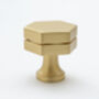 Satin Brass Hexagonal Knob With A Cut At Centre, thumbnail 2 of 2