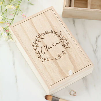 Personalised Wooden Jewellery Box With Mirror, 3 of 8