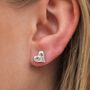 Sterling Silver Plated Hammered Heart Stud Earrings, thumbnail 1 of 8