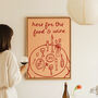 Here For The Food And Wine Illustrated Wall Art Print, thumbnail 1 of 11
