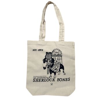 Sherlock Bones Dog Lover Organic Cotton Tote Bag, 3 of 3