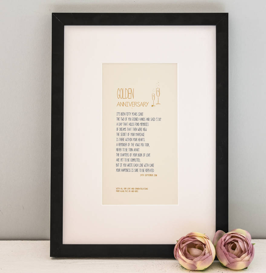 Personalised Golden Wedding Anniversary Poem A4 Print By A Touch Of ...