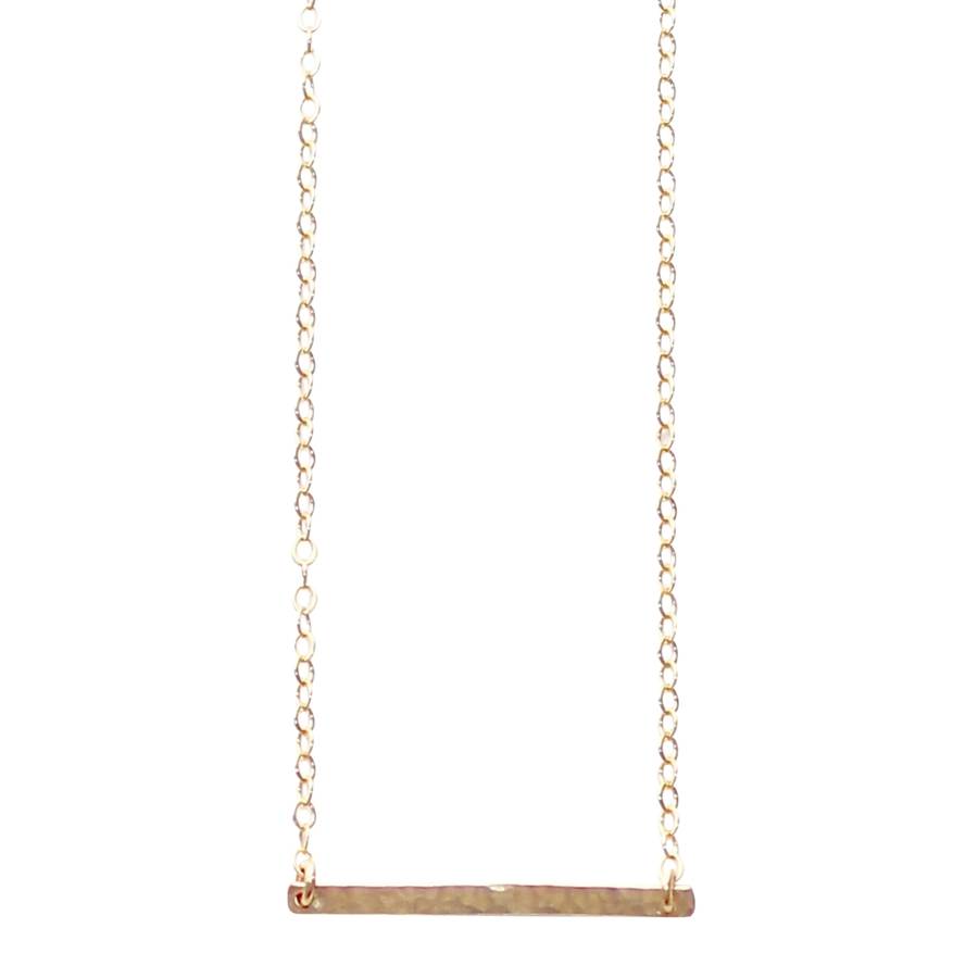 hammered gold bar necklace