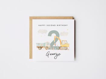 Personalised 3rd Birthday Card Diggers/Truck *Age Options, 3 of 7