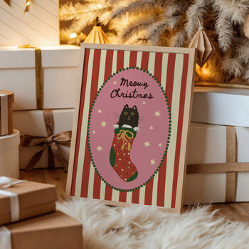 Meowy Christmas Cat Print, 9 of 9