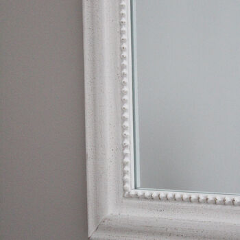 Aged White Wooden Beaded Mirror Two Sizes, 4 of 4