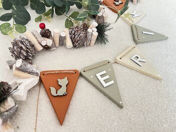 Woodland Bunting Personalised Wooden Garland, 6 of 9