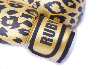 Personalised Children's Boxing Gloves Leopard Print, 3 of 4