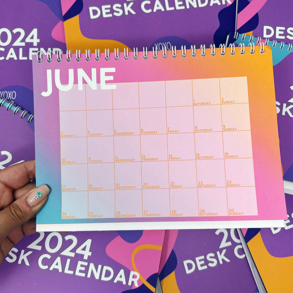 2024 Colourful Patterned A5 Desk Calendar By Xoxo Designs by Ruth