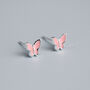 Sterling Silver Baby Pink Butterfly Stud Earrings, thumbnail 3 of 6