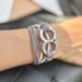 Personalised Taupe Leather Double Urn Bracelet For Ashes Memorial Keepsake Jewellery For Women And Pets, thumbnail 3 of 9