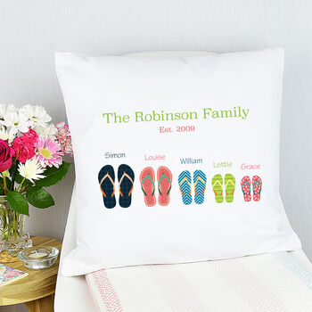 Personalised Flip Flop Family Cushion, 2 of 4