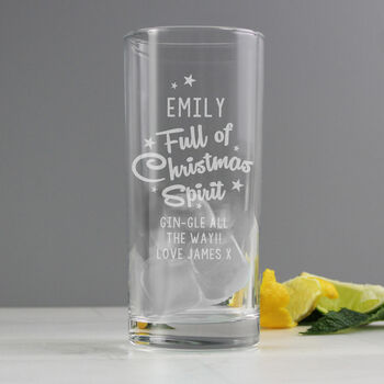 Personalised Full Of Christmas Spirit Highball Glass Gift Boxed – Christmas Gift Idea, 2 of 4