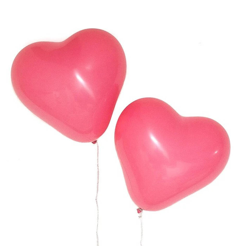 Pack Of 10 Dark Pink Heart Shaped Balloons, 1 of 2