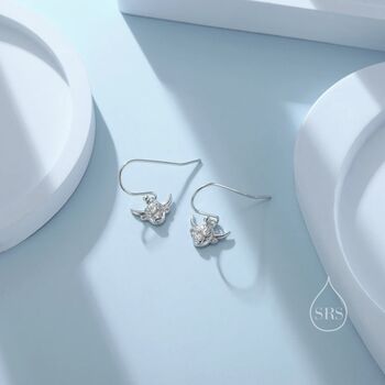 Sterling Silver Dangling Highland Cow Drop Earrings, 2 of 11