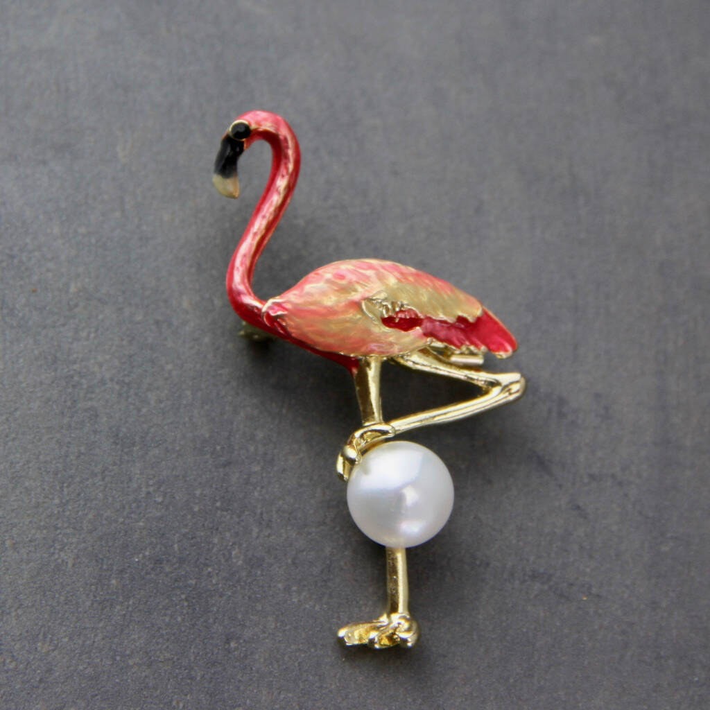 Colourful Pink Flamingo Pearl Brooch By Vintage by Gaamaa ...