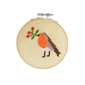 Robin With Berries Christmas Cross Stitch Kit, 3 of 6