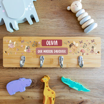 Personalised Fairy Wall Mounted Coat Hooks For Kid's Bedroom, 4 of 4
