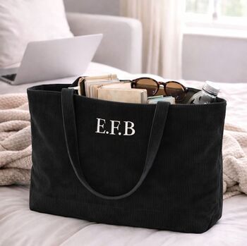 Personalised Corduroy Ribbed Large Tote Bag, 2 of 8
