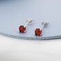 Genuine Garnet Stud Earrings In Sterling Silver, thumbnail 1 of 11