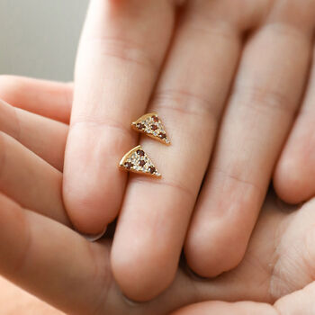 Crystal Pizza Stud Earrings In Gold Plating, 4 of 4