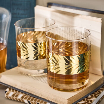 Two Luxury Gold Leaf Whisky Glasses, 3 of 6