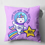 Personalised Pink Unicorn Name Cushion, Gift For Little Girls, thumbnail 3 of 6
