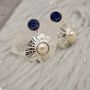 Raw Lapis Lazuli And Pearl Sterling Silver Earrings, thumbnail 4 of 6