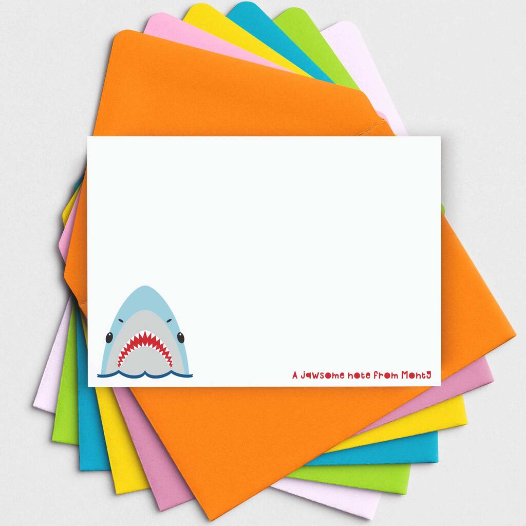 Shark Note Cards With Coloured Envelopes, 1 of 2