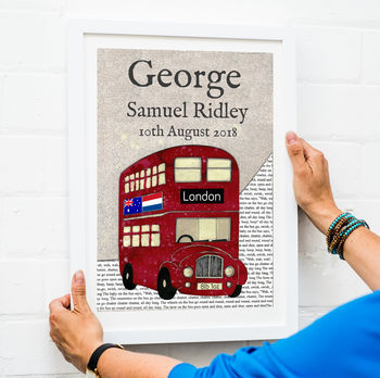 Personalised London Bus Nursery Print, 5 of 10