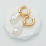 Drop Pearl Earrings On Chunky Hoops, thumbnail 6 of 10