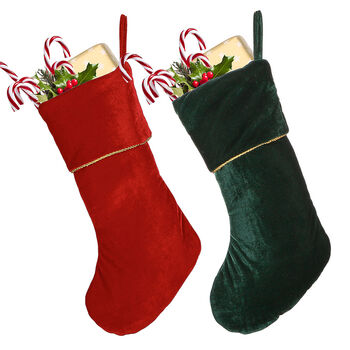 Personalised Luxury Piped Velvet Christmas Stockings, 2 of 5