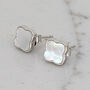 The Lucky Clover Mother Of Pearl Stud Earrings, Silver, thumbnail 3 of 6