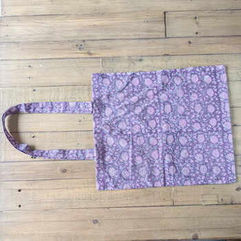 Slim Block Print Tote Bags, Fair Trade Reusable Shopping Bags Handmade In India, 3 of 6