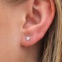 Small Sterling Silver Sparkling Cubic Zirconia Heart Stud Earrings, thumbnail 1 of 8