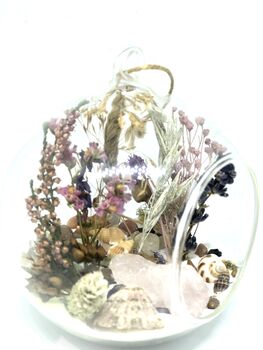 Dried Flowers And Rose Quartz Crystal Terrarium Kit, 3 of 6