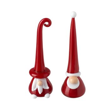 Hand Blown Glass Gonks In Tall Hats, 2 of 7